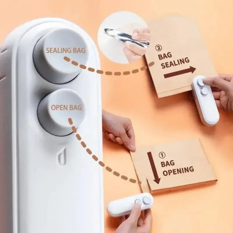 Mini Bag Sealer & Cutter – Portable Heat Sealing Machine for Food Storage Bags